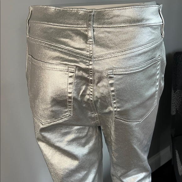 LOFT NWOT Coated High Rise Straight Jeans in Silver Metallic - Picture 6 of 10